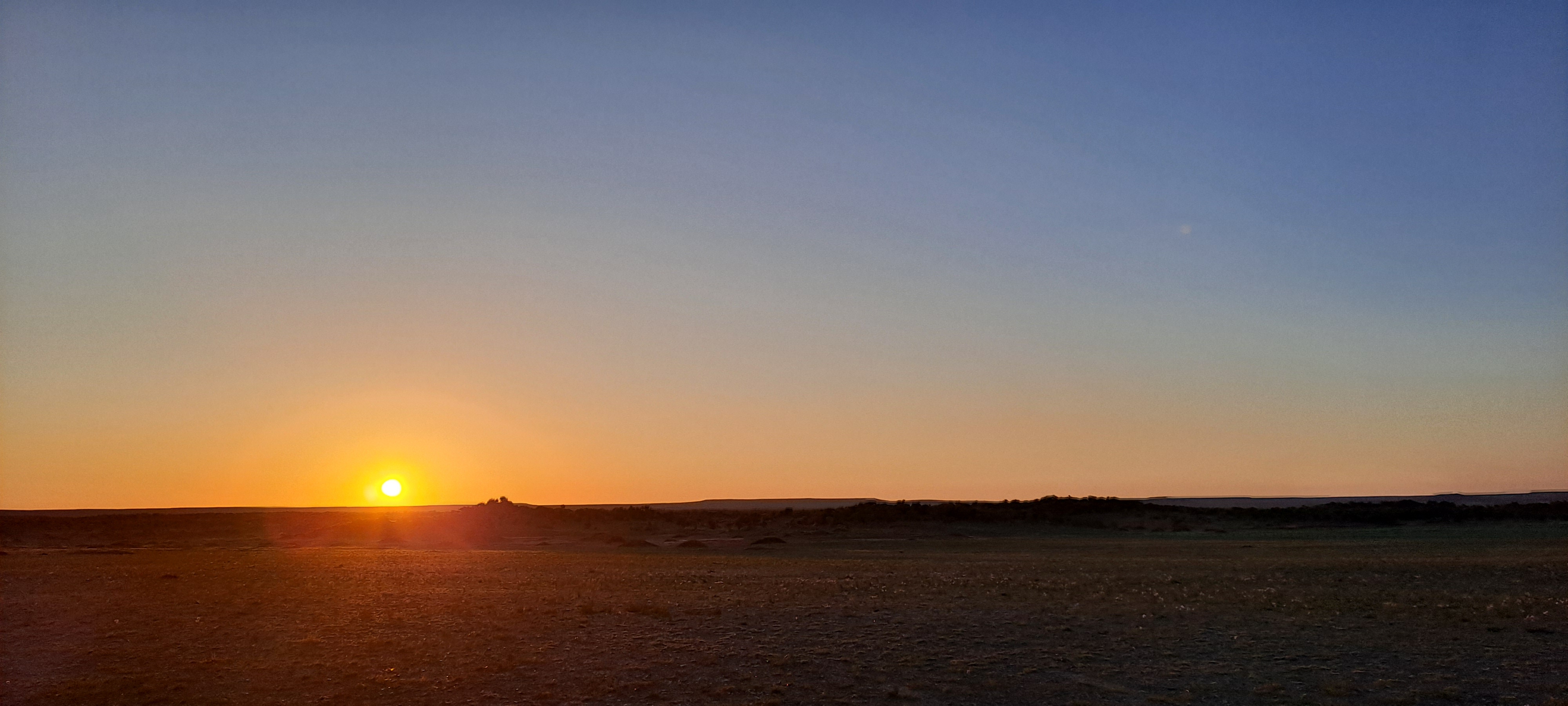 Gobi Desert sunrise on the open steppe